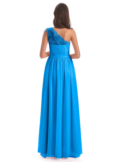 Scarlett One Shoulder Split Chiffon/Lace Bridesmaid Dresses