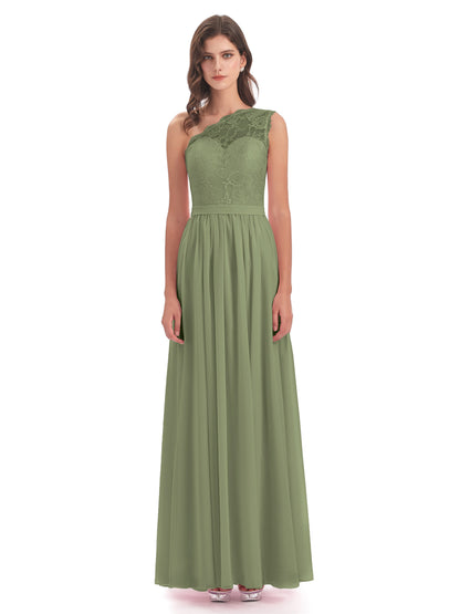Scarlett One Shoulder Split Chiffon/Lace Bridesmaid Dresses