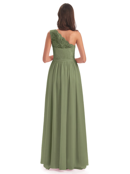 Scarlett One Shoulder Split Chiffon/Lace Bridesmaid Dresses