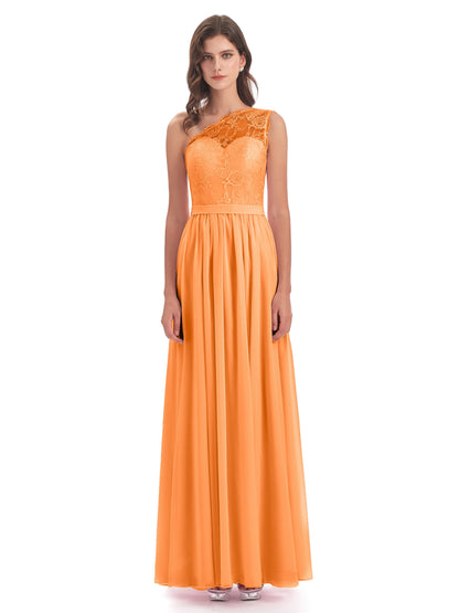 Scarlett One Shoulder Split Chiffon/Lace Bridesmaid Dresses
