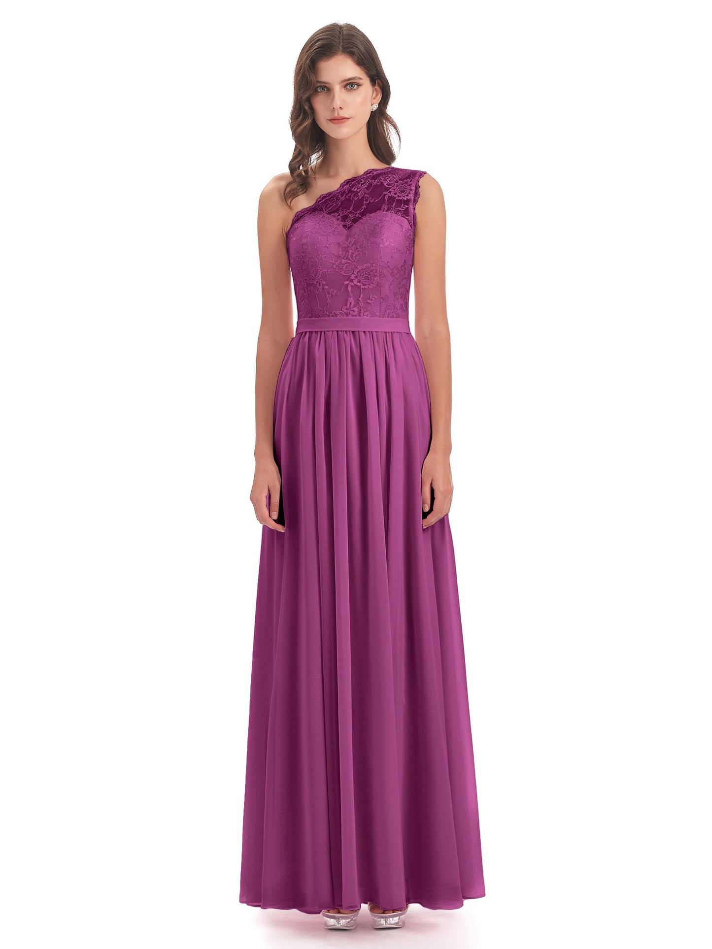 Scarlett One Shoulder Split Chiffon/Lace Bridesmaid Dresses