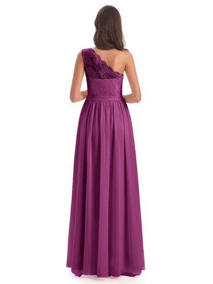 Scarlett One Shoulder Split Chiffon/Lace Bridesmaid Dresses