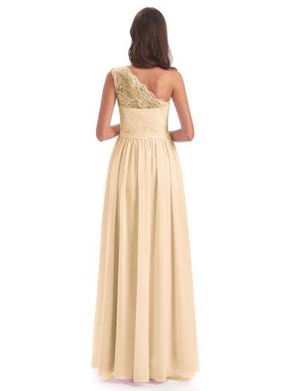 Scarlett One Shoulder Split Chiffon/Lace Bridesmaid Dresses