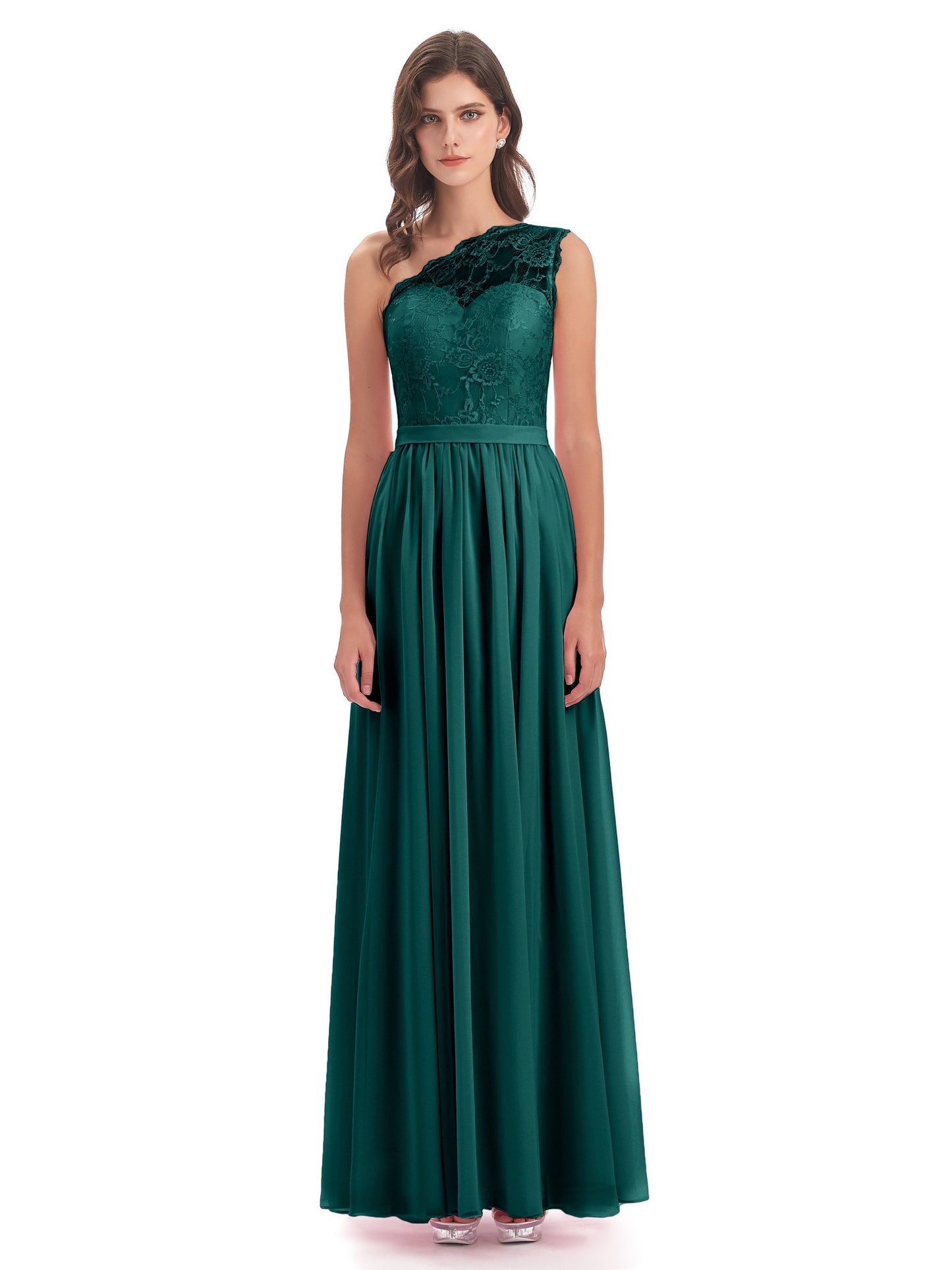 Scarlett One Shoulder Split Chiffon/Lace Bridesmaid Dresses