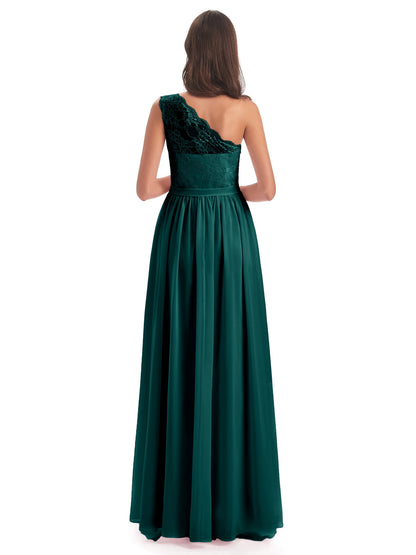 Scarlett One Shoulder Split Chiffon/Lace Bridesmaid Dresses