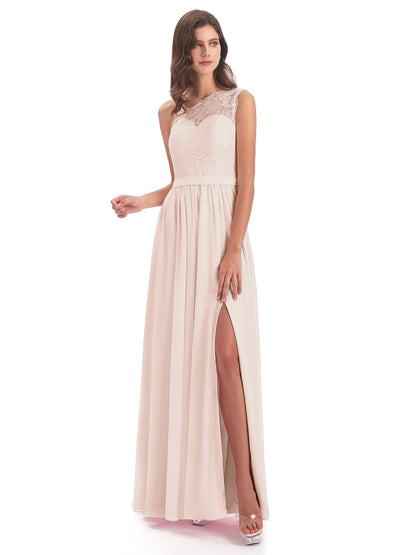 Scarlett One Shoulder Split Chiffon/Lace Bridesmaid Dresses