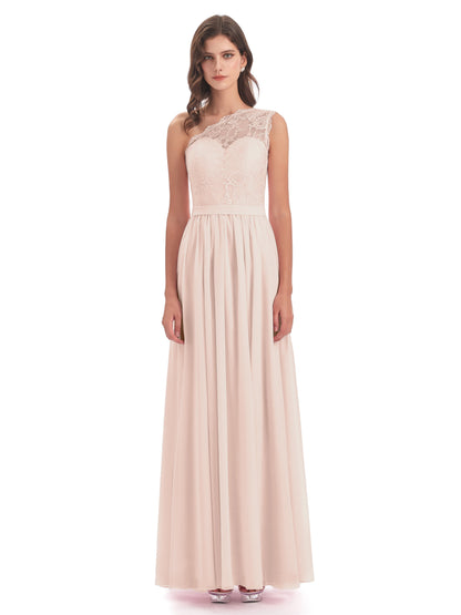 Scarlett One Shoulder Split Chiffon/Lace Bridesmaid Dresses