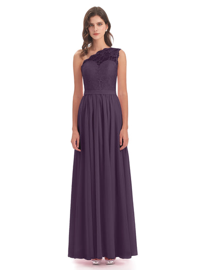 Scarlett One Shoulder Split Chiffon/Lace Bridesmaid Dresses