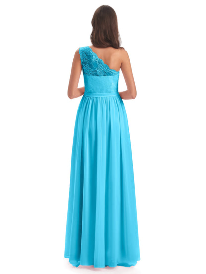 Scarlett One Shoulder Split Chiffon/Lace Bridesmaid Dresses