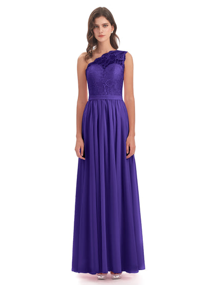Scarlett One Shoulder Split Chiffon/Lace Bridesmaid Dresses