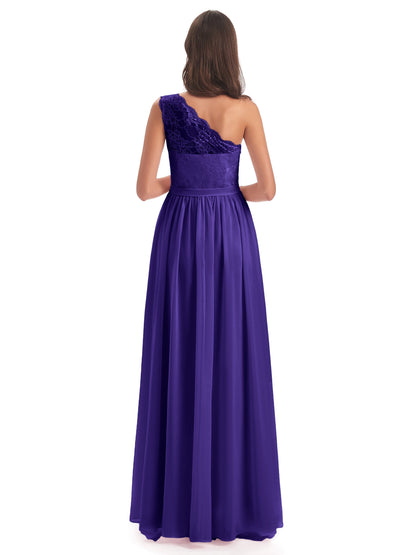Scarlett One Shoulder Split Chiffon/Lace Bridesmaid Dresses
