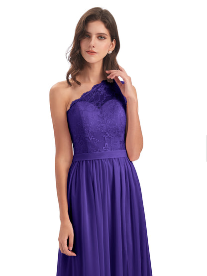 Scarlett One Shoulder Split Chiffon/Lace Bridesmaid Dresses