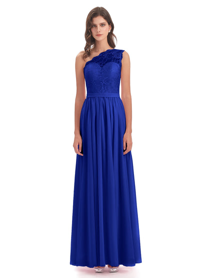 Scarlett One Shoulder Split Chiffon/Lace Bridesmaid Dresses