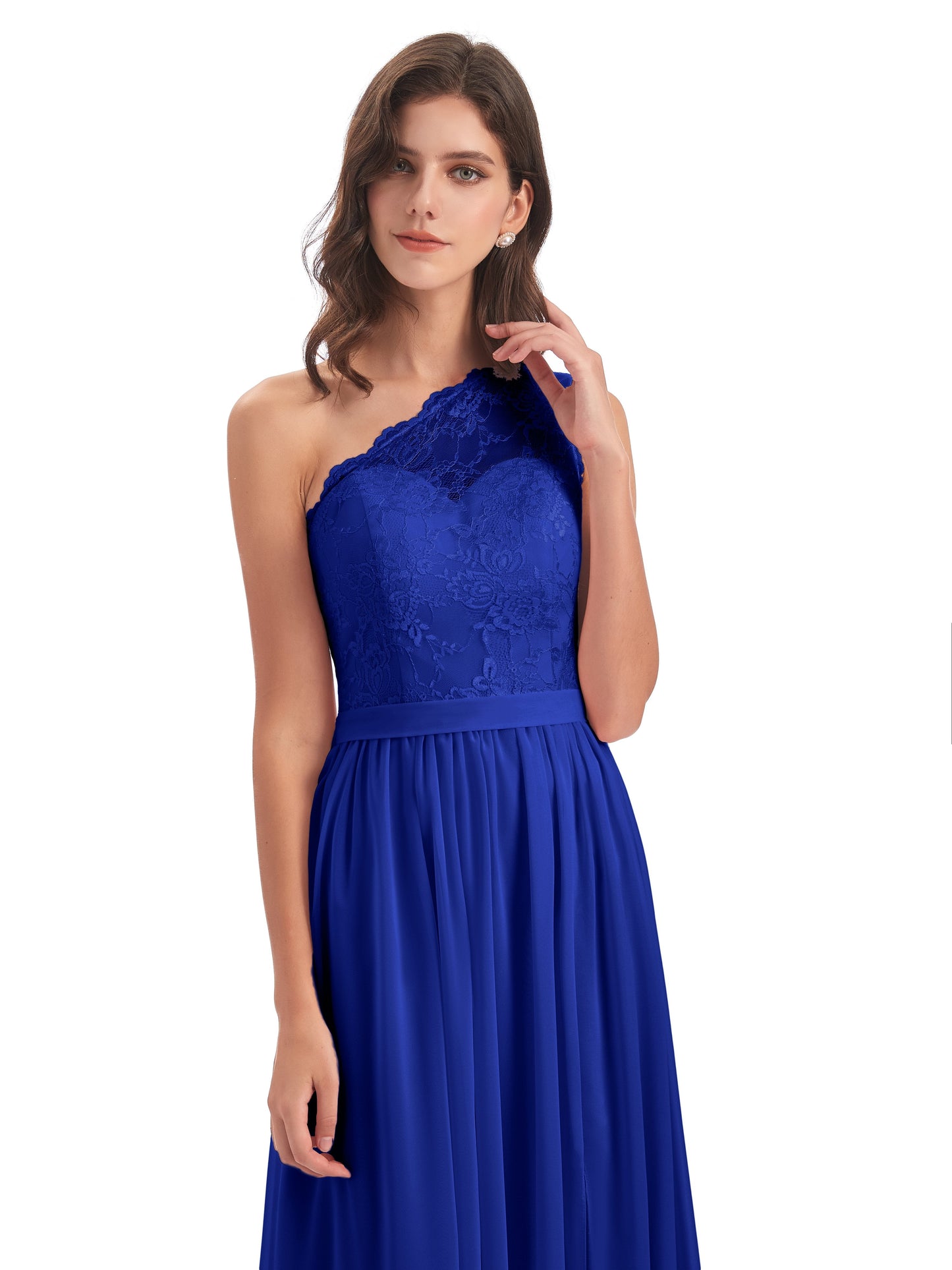 Scarlett One Shoulder Split Chiffon/Lace Bridesmaid Dresses