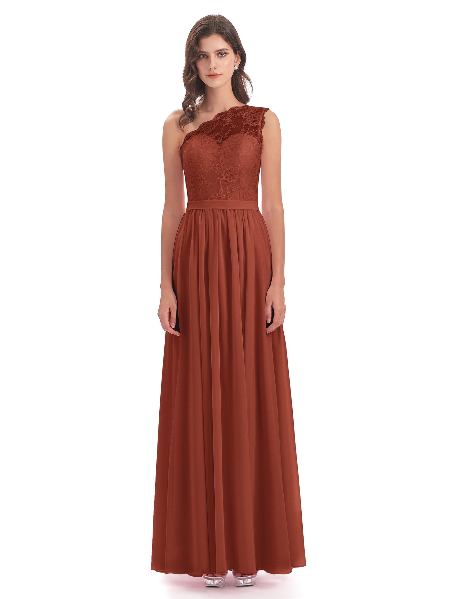 Scarlett One Shoulder Split Chiffon/Lace Bridesmaid Dresses