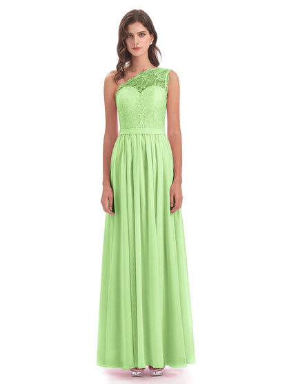 Scarlett One Shoulder Split Chiffon/Lace Bridesmaid Dresses
