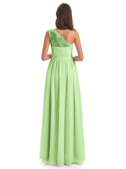 Scarlett One Shoulder Split Chiffon/Lace Bridesmaid Dresses