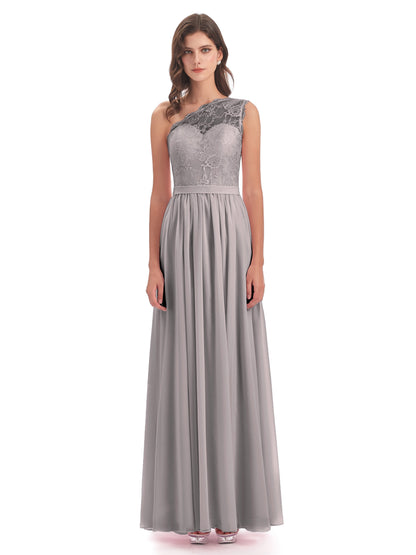 Scarlett One Shoulder Split Chiffon/Lace Bridesmaid Dresses