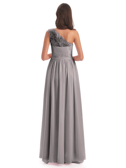 Scarlett One Shoulder Split Chiffon/Lace Bridesmaid Dresses