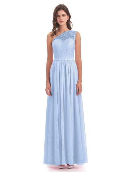 Scarlett One Shoulder Split Chiffon/Lace Bridesmaid Dresses