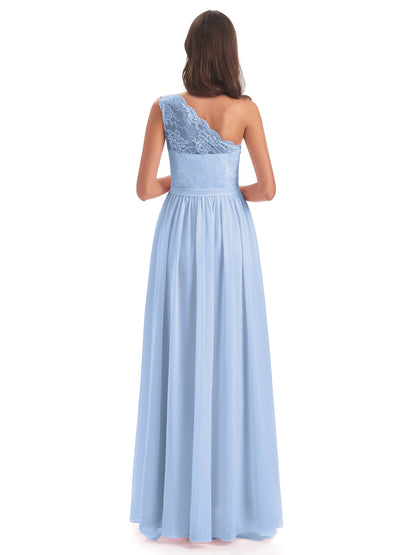 Scarlett One Shoulder Split Chiffon/Lace Bridesmaid Dresses