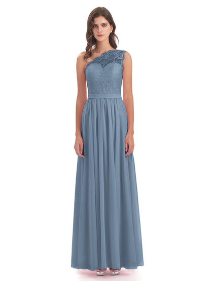 Scarlett One Shoulder Split Chiffon/Lace Bridesmaid Dresses