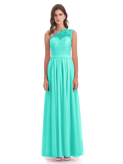 Scarlett One Shoulder Split Chiffon/Lace Bridesmaid Dresses