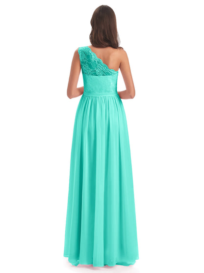 Scarlett One Shoulder Split Chiffon/Lace Bridesmaid Dresses