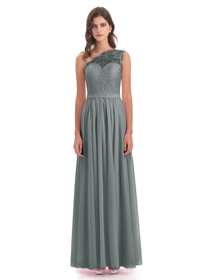 Scarlett One Shoulder Split Chiffon/Lace Bridesmaid Dresses