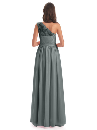 Scarlett One Shoulder Split Chiffon/Lace Bridesmaid Dresses