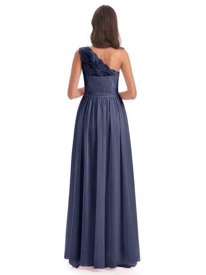 Scarlett One Shoulder Split Chiffon/Lace Bridesmaid Dresses