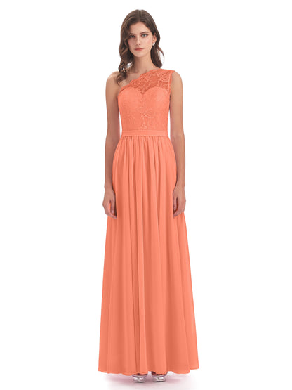 Scarlett One Shoulder Split Chiffon/Lace Bridesmaid Dresses