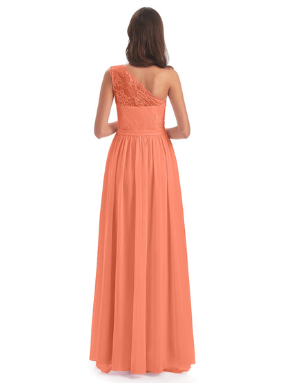 Scarlett One Shoulder Split Chiffon/Lace Bridesmaid Dresses