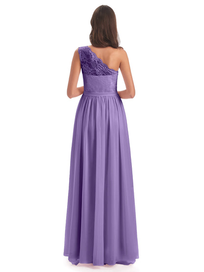 Scarlett One Shoulder Split Chiffon/Lace Bridesmaid Dresses