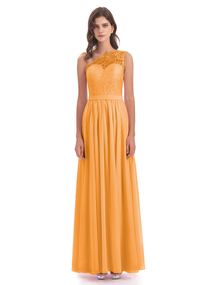 Scarlett One Shoulder Split Chiffon/Lace Bridesmaid Dresses