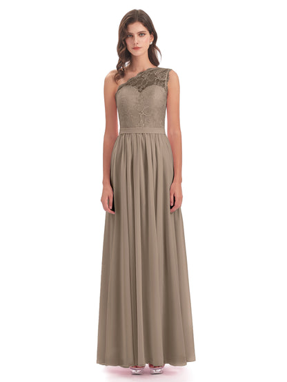 Scarlett One Shoulder Split Chiffon/Lace Bridesmaid Dresses