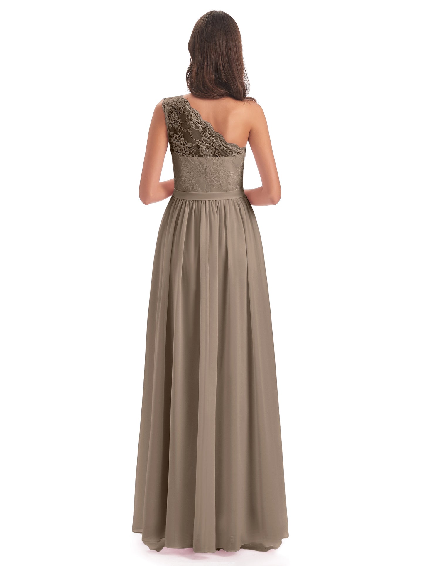 Scarlett One Shoulder Split Chiffon/Lace Bridesmaid Dresses