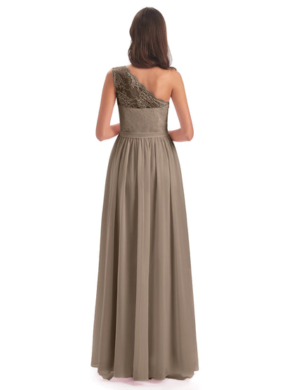Scarlett One Shoulder Split Chiffon/Lace Bridesmaid Dresses