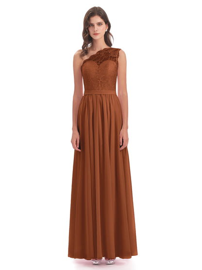 Scarlett One Shoulder Split Chiffon/Lace Bridesmaid Dresses