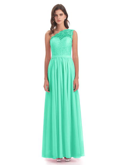 Scarlett One Shoulder Split Chiffon/Lace Bridesmaid Dresses