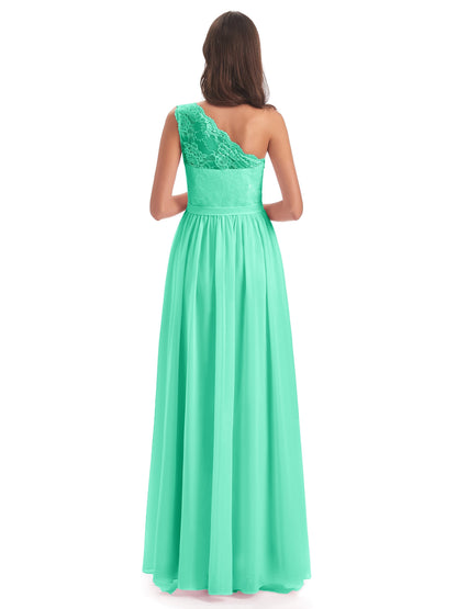 Scarlett One Shoulder Split Chiffon/Lace Bridesmaid Dresses