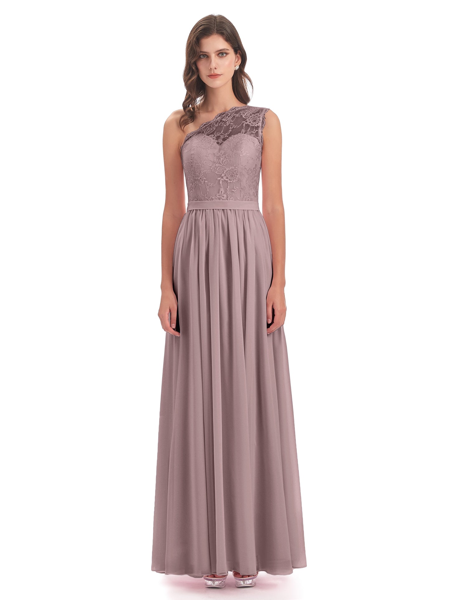 Scarlett One Shoulder Split Chiffon/Lace Bridesmaid Dresses