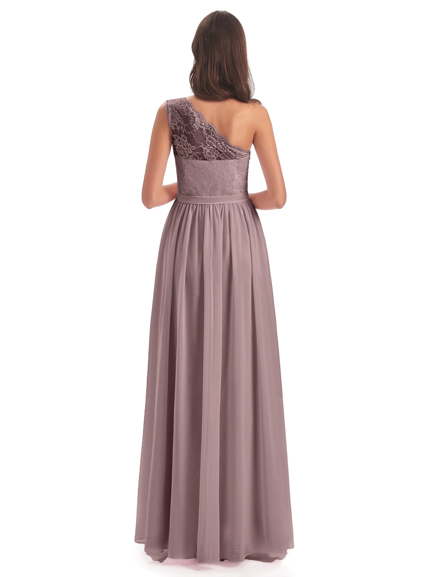 Scarlett One Shoulder Split Chiffon/Lace Bridesmaid Dresses