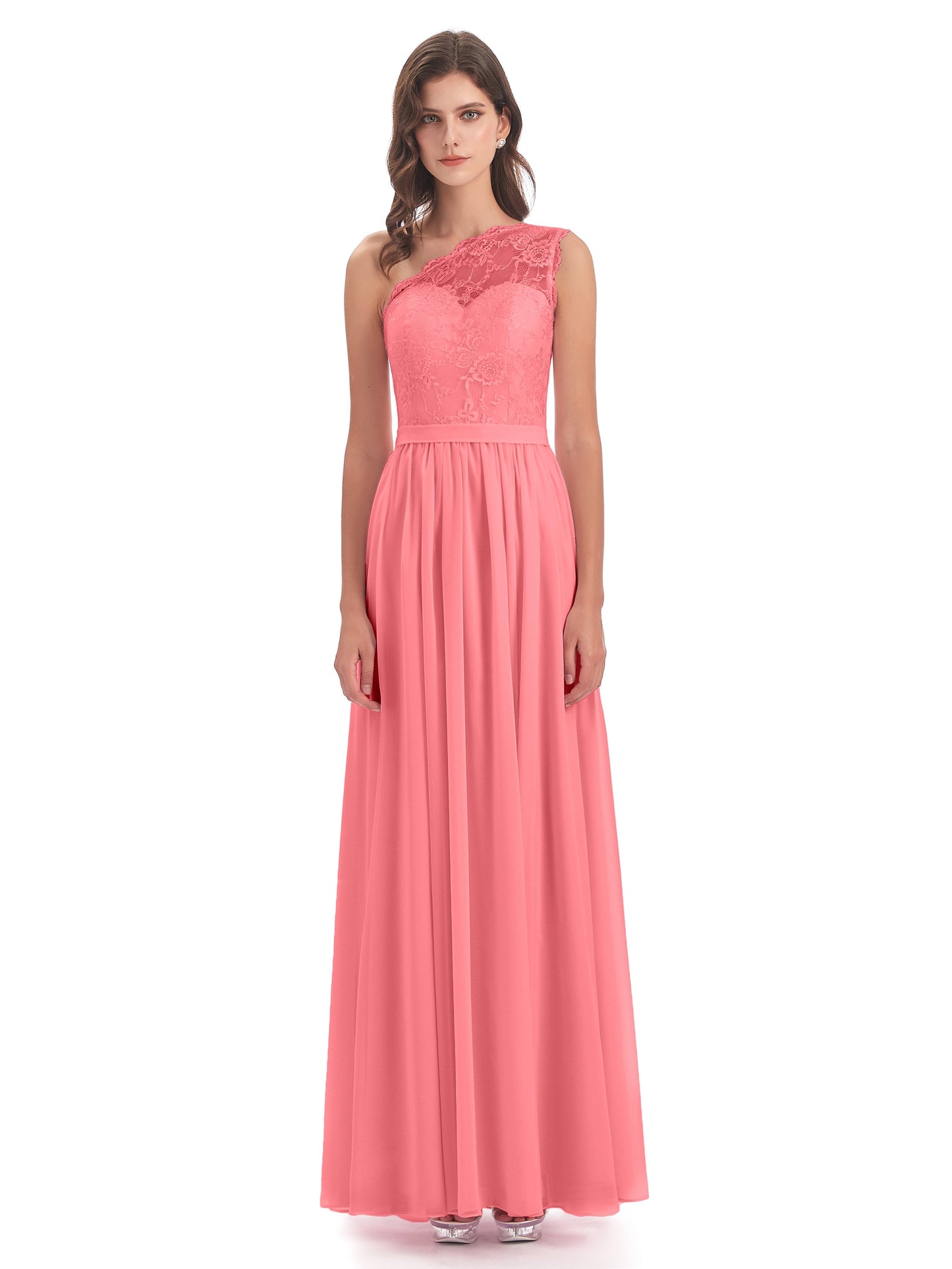 Scarlett One Shoulder Split Chiffon/Lace Bridesmaid Dresses