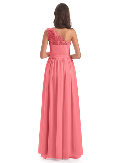 Scarlett One Shoulder Split Chiffon/Lace Bridesmaid Dresses