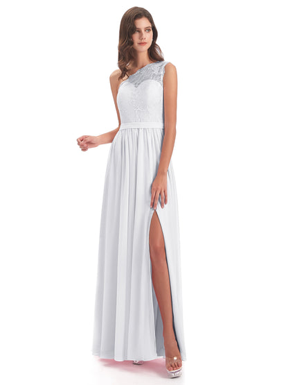 Scarlett One Shoulder Split Chiffon/Lace Bridesmaid Dresses