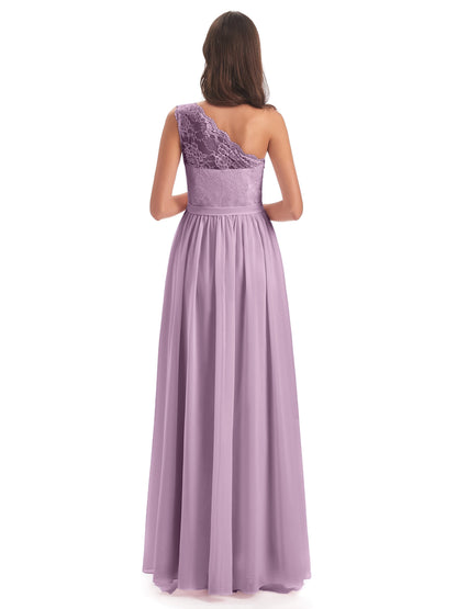 Scarlett One Shoulder Split Chiffon/Lace Bridesmaid Dresses