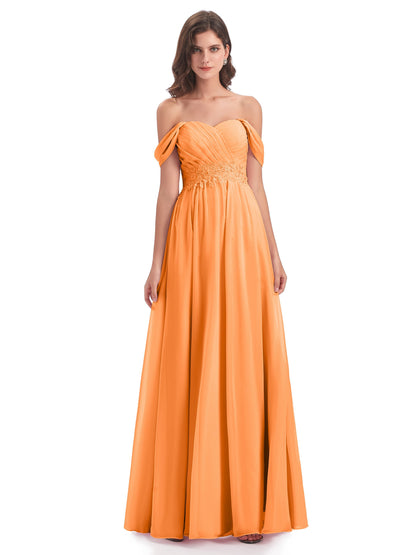 Sonia Off The Shoulder Bridesmaid Dresses With Appliques
