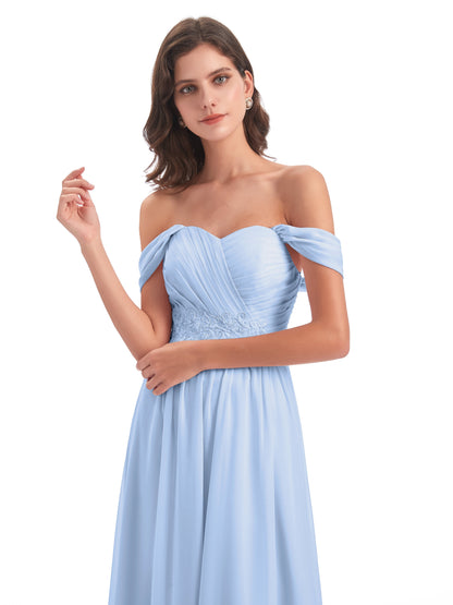 Sonia Off The Shoulder Bridesmaid Dresses With Appliques