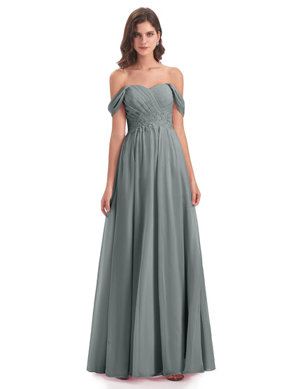 Sonia Off The Shoulder Bridesmaid Dresses With Appliques